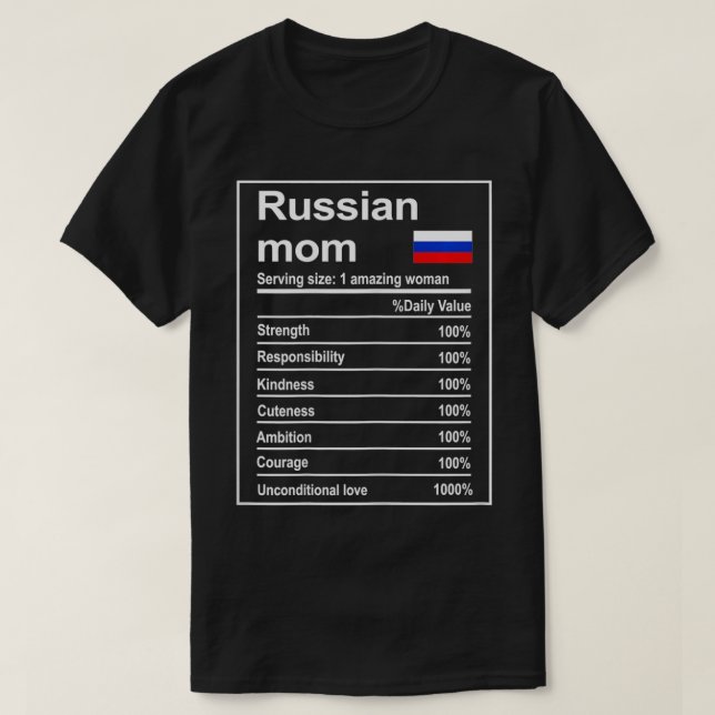 Womens Russian Mum Nutrition Facts Funny Mum Fathe T-Shirt (Design Front)