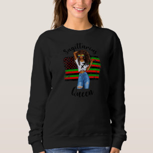 Womens Sagittarius Queen African American Black Em Sweatshirt