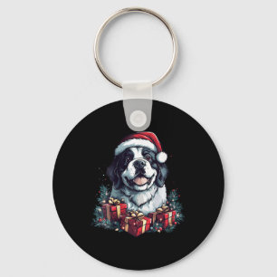Womens Saint Bernard Santa Hat Funny Christmas St. Key Ring
