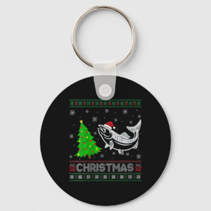 Womens Salmon Xmas Tree Lighting Ugly Christmas Sw Key Ring