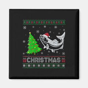 Womens Salmon Xmas Tree Lighting Ugly Christmas Sw Magnet