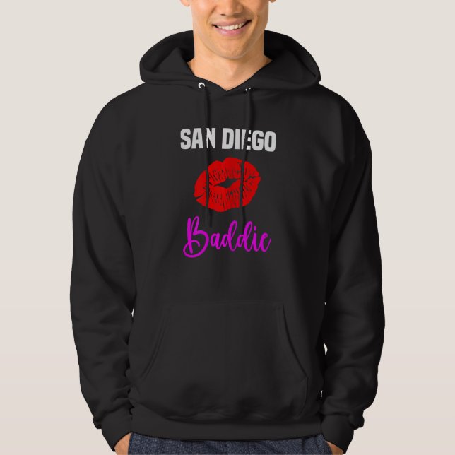 Womens San Diego   Lips City San Diego Baddie Hoodie (Front)