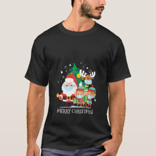 Womens Santa And Elves Wearing Mask Quarantine Ch T-Shirt