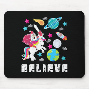 Womens Santa Believe Ugly Christmas Sweater Christ Mouse Pad