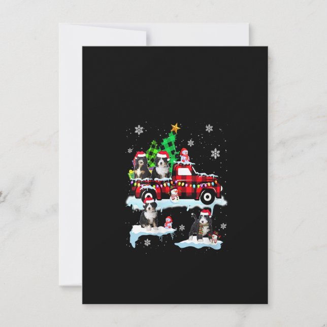 Womens Santa Bernedoodle On Red Plaid Pick Up Truc Invitation (Front)