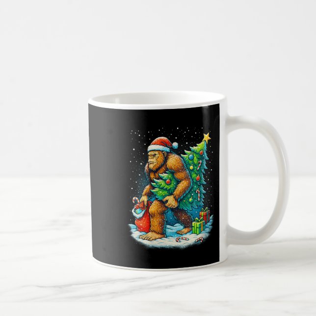 Womens Santa Bigfoot Christmas Tree Sasquatch Xmas Coffee Mug (Right)
