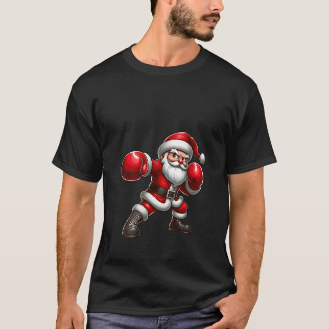 Womens Santa Claus Boxing Player Boxer Merry Chris T-Shirt (Front)
