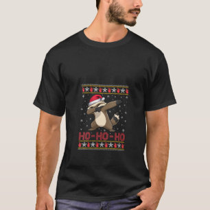 Womens Santa Hat Dabbing Honey Badger Ho Ho Ho Fun T-Shirt