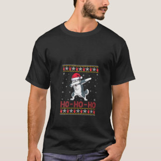 Womens Santa Hat Dabbing Siberian Husky Dog Ho Ho  T-Shirt