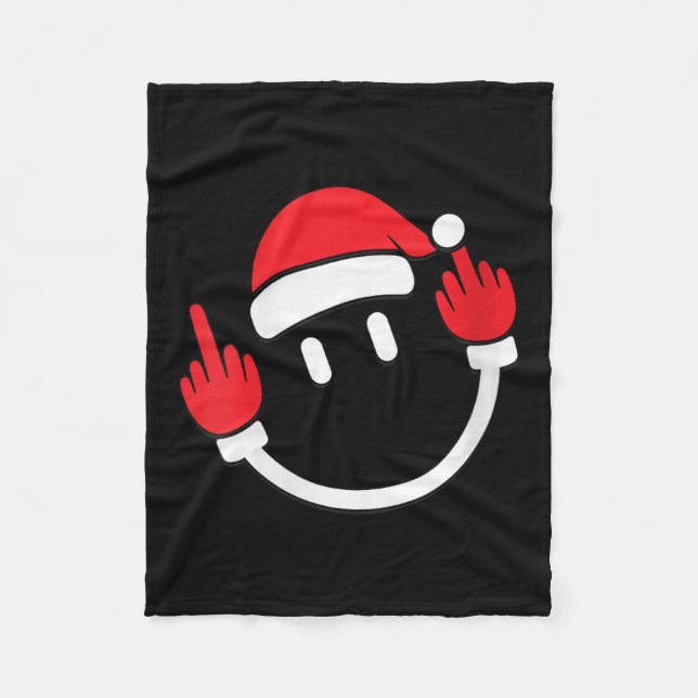 Womens Santa Middle Finger Flip Off _ Christmas Pr Fleece Blanket (Front)