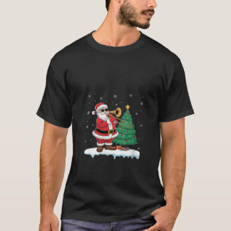 Womens Santa Playing Trombone Boys Girls Kids Tree T-Shirt