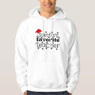 Womens Santas Favourite Teacher Funny Christmas T- Hoodie