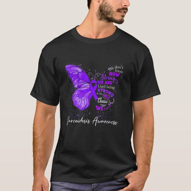 Womens Sarcoidosis Awareness Purple Ribbon Butterf T-Shirt (Front)