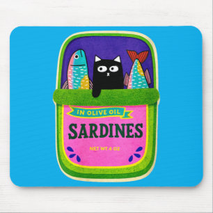 Womens Sardines Tinned Fish Retro Graphic Summer Mouse Pad