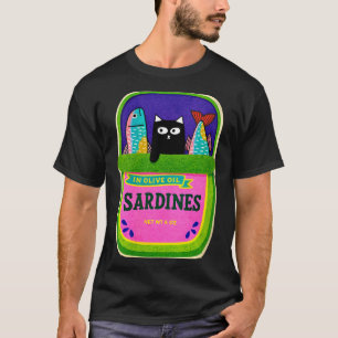 Womens Sardines Tinned Fish Retro Graphic Summer T-Shirt