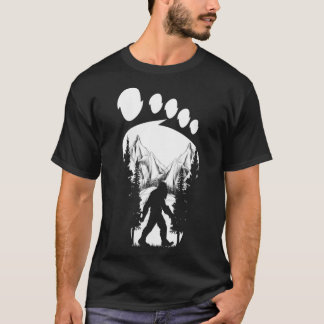 Womens Sasquatch Or Bigfoot In The Forest Footprin T-Shirt