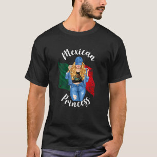 Womens Sassy Blonde Mexican Princess Mexico Flag W T-Shirt