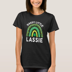 Womens Sassy Little Lassie Leopard Rainbow St Pat T-Shirt