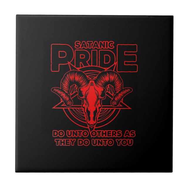 Womens Satanic Pride Satanism Pagan Goat Satan Ceramic Tile (Front)