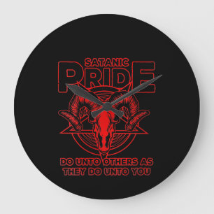 Womens Satanic Pride Satanism Pagan Goat Satan Large Clock