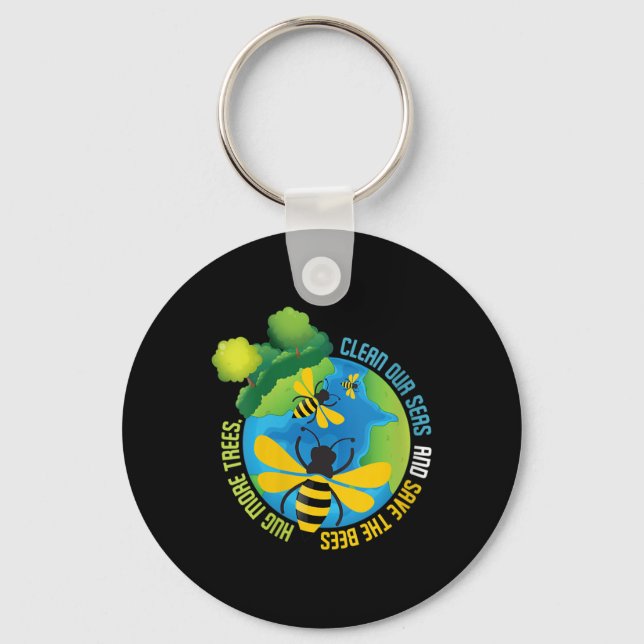Womens Save The Bees - Environmental Protection Key Ring (Front)