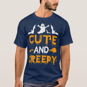 Womens Scary Halloween broom cute and creepy funny T-Shirt