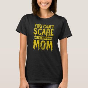 Womens Scary Halloween Broom Dachshund Mon T-Shirt