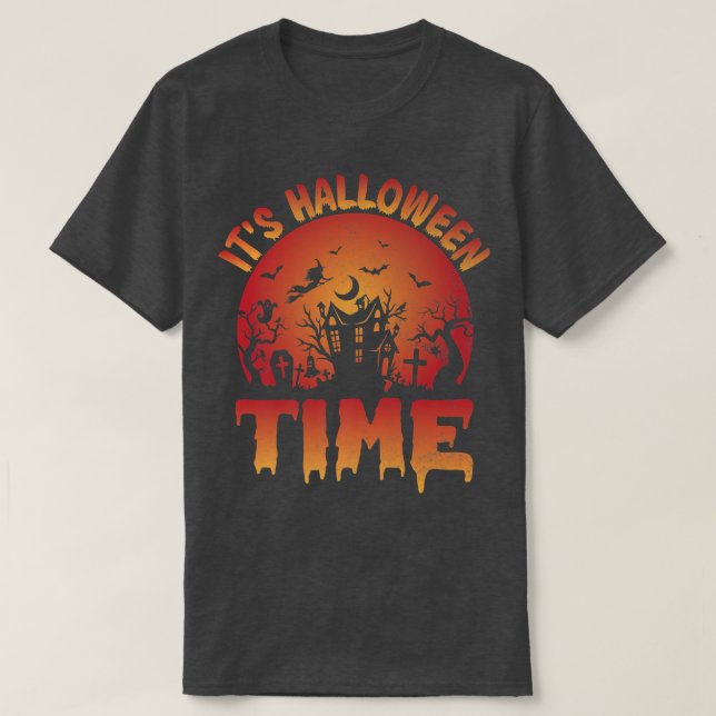 Womens Scary Halloween broom it's halloween time f T-Shirt (Design Front)