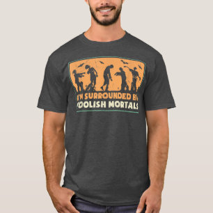 Womens Scary Halloween design broom foolis mortals T-Shirt