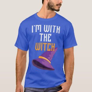 Womens Scary Halloween design broom I'm with the w T-Shirt