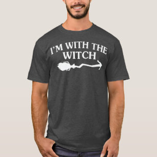 Womens Scary Halloween design broom witch T-Shirt