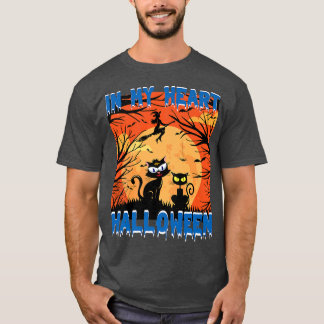 Womens Scary Halloween heart design broom Premium  T-Shirt