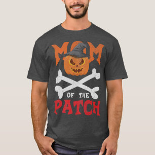 Womens Scary Halloween heart design broom pumpkin T-Shirt