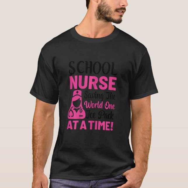 Womens School Nurse Saving The World One Ice Pack  T-Shirt (Front)