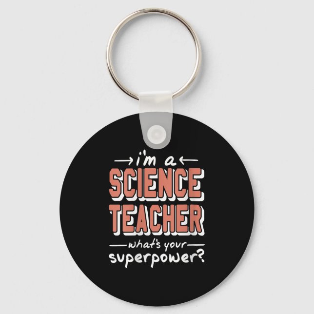 Womens Science Teacher Superwer Funny Nerd Pride V Key Ring (Front)