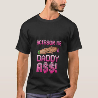 Womens Scissor Me Daddy A Hand Funny V Neck T-Shirt