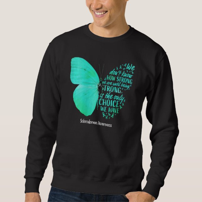 Womens Scleroderma Awareness Butterfly Teal Ribbon Sweatshirt (Front)