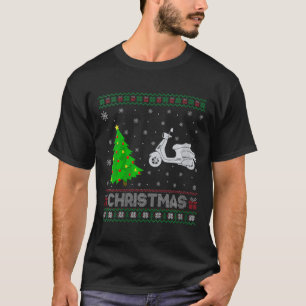 Womens Scooters Xmas Tree Lighting Ugly Christmas T-Shirt