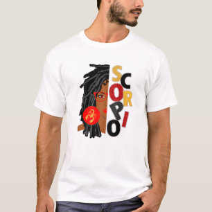 Womens Scorpio Girl Afro Locs Girl Zodiac Signs Bi T-Shirt