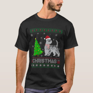 Womens Scottie Dog Xmas Tree Lighting Ugly Christm T-Shirt
