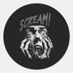 Womens Scream Horror Face Sder Terror Creepy Arach Classic Round Sticker