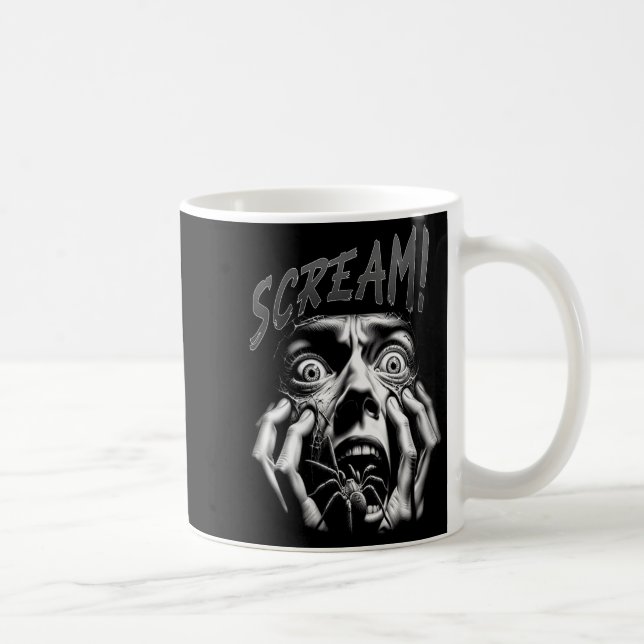 Womens Scream Horror Face Sder Terror Creepy Arach Coffee Mug (Right)