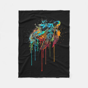 Womens Sea Turtle Dripping Paint Art Beach Lover Fleece Blanket