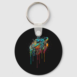 Womens Sea Turtle Dripping Paint Art Beach Lover Key Ring