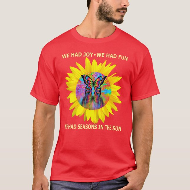 Womens Seasons in the Sun Retro 70s Lyrics Butterf T-Shirt (Front)