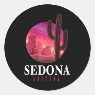Womens Sedona Arizona Cactus Sunset Desert Sedona Classic Round Sticker