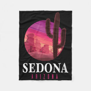 Womens Sedona Arizona Cactus Sunset Desert Sedona  Fleece Blanket