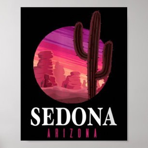 Womens Sedona Arizona Cactus Sunset Desert Sedona  Poster