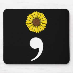 Womens Semicolon Heartbeat Heartrate Suicide Preve Mouse Pad
