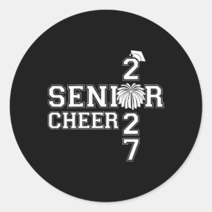 Womens Senior Cheerleader Cheer Cl of 2027 Classic Round Sticker